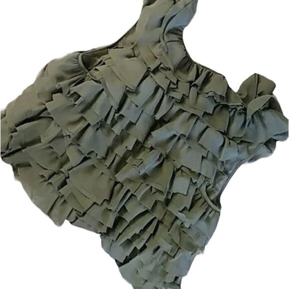 Romeo and Juliet Couture Vest Ruffled Green Womens Medium - Picture 3 of 4